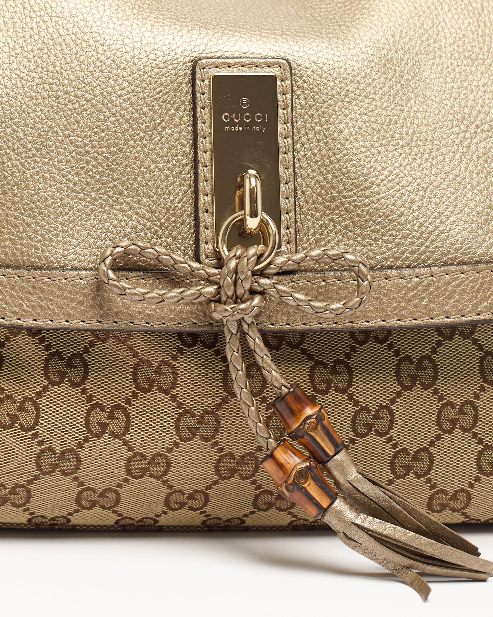 GUCCI GG BELLA FLAP METALLIC SHOULDER BAG