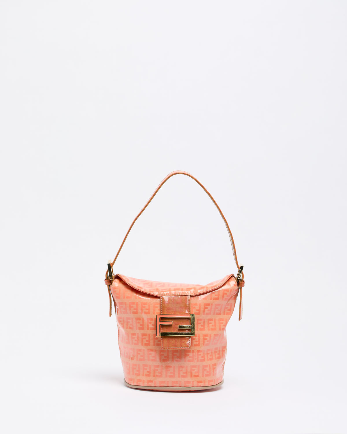 FENDI ZUCCHINO PVC ORANGE BUCKET BAG