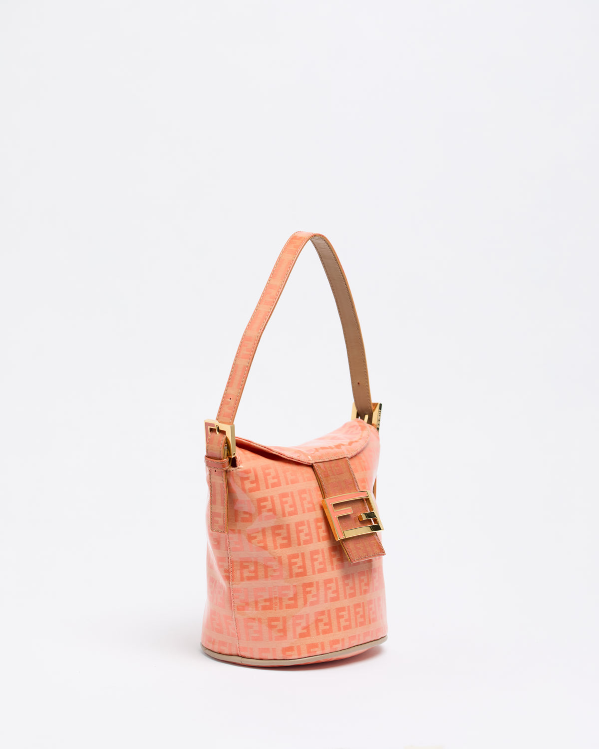 FENDI ZUCCHINO PVC ORANGE BUCKET BAG