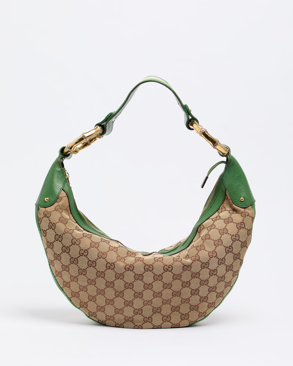 GUCCI GG BAMBOO GREEN HOBO BAG