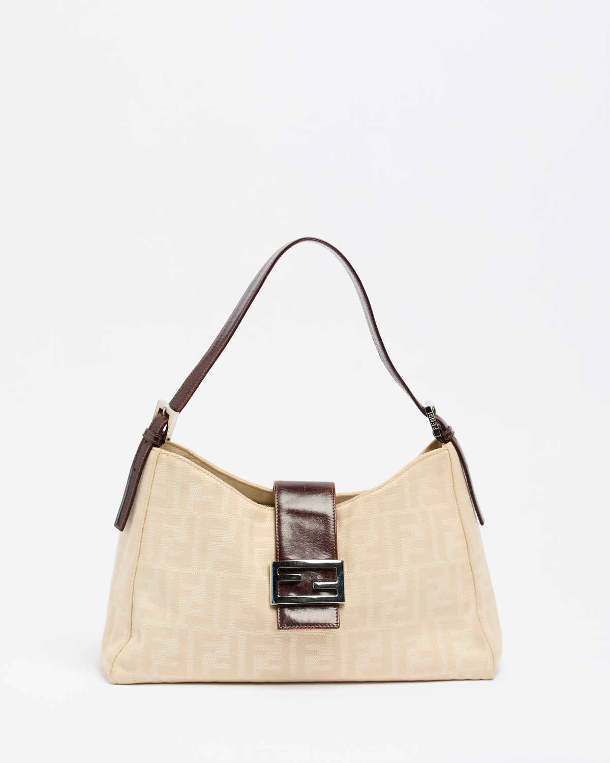 FENDI ZUCCA CREAM MAMMA BAGUETTE BAG