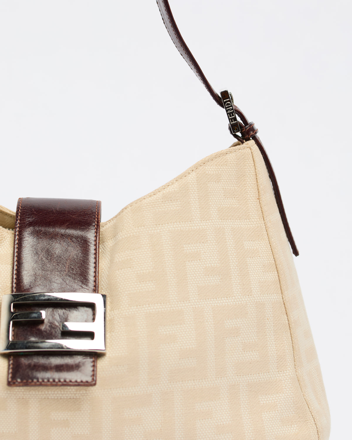 FENDI ZUCCA CREAM MAMMA BAGUETTE BAG