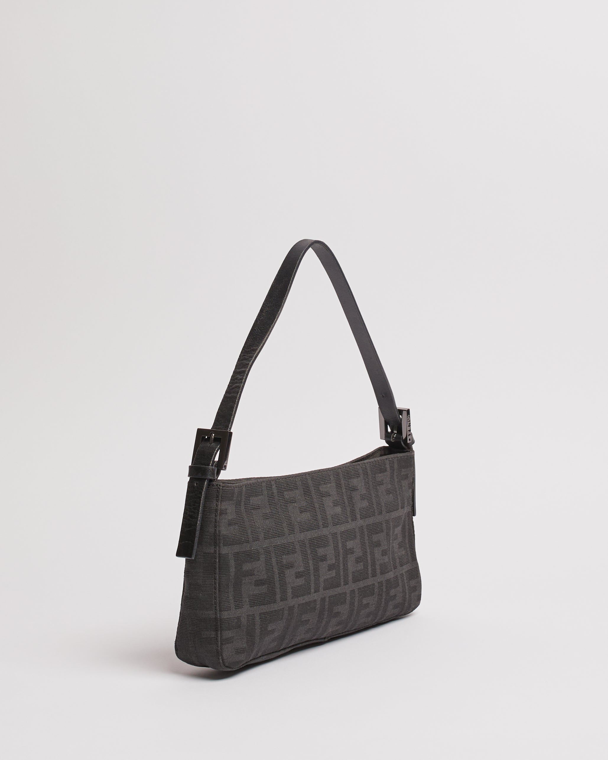 FENDI ZUCCA 1990'S BLACK BAGUETTE SHOULDER BAG