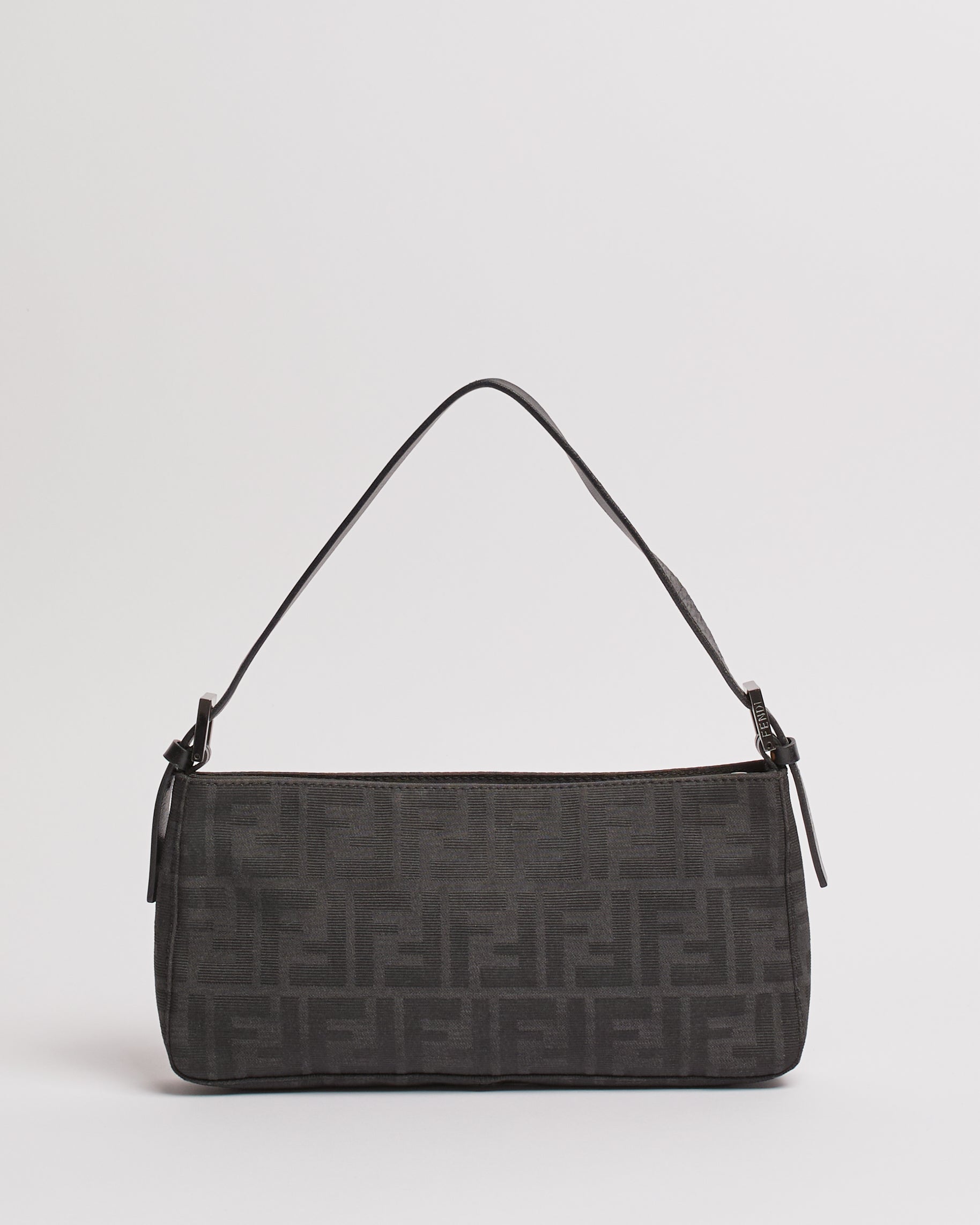 FENDI ZUCCA 1990'S BLACK BAGUETTE SHOULDER BAG