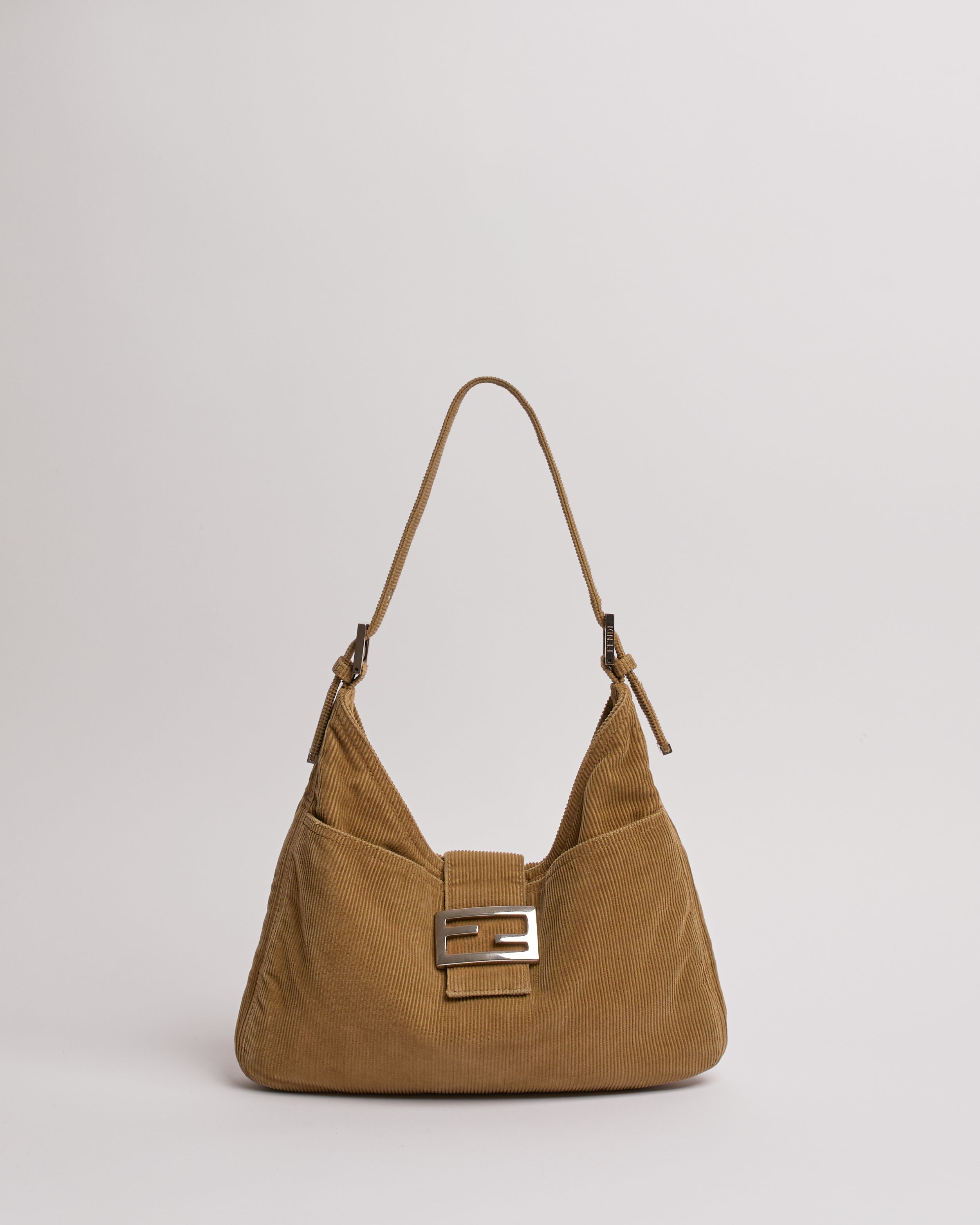 FENDI 2000'S CORDUROY MAMMA BAGUETTE SHOULDER BAG