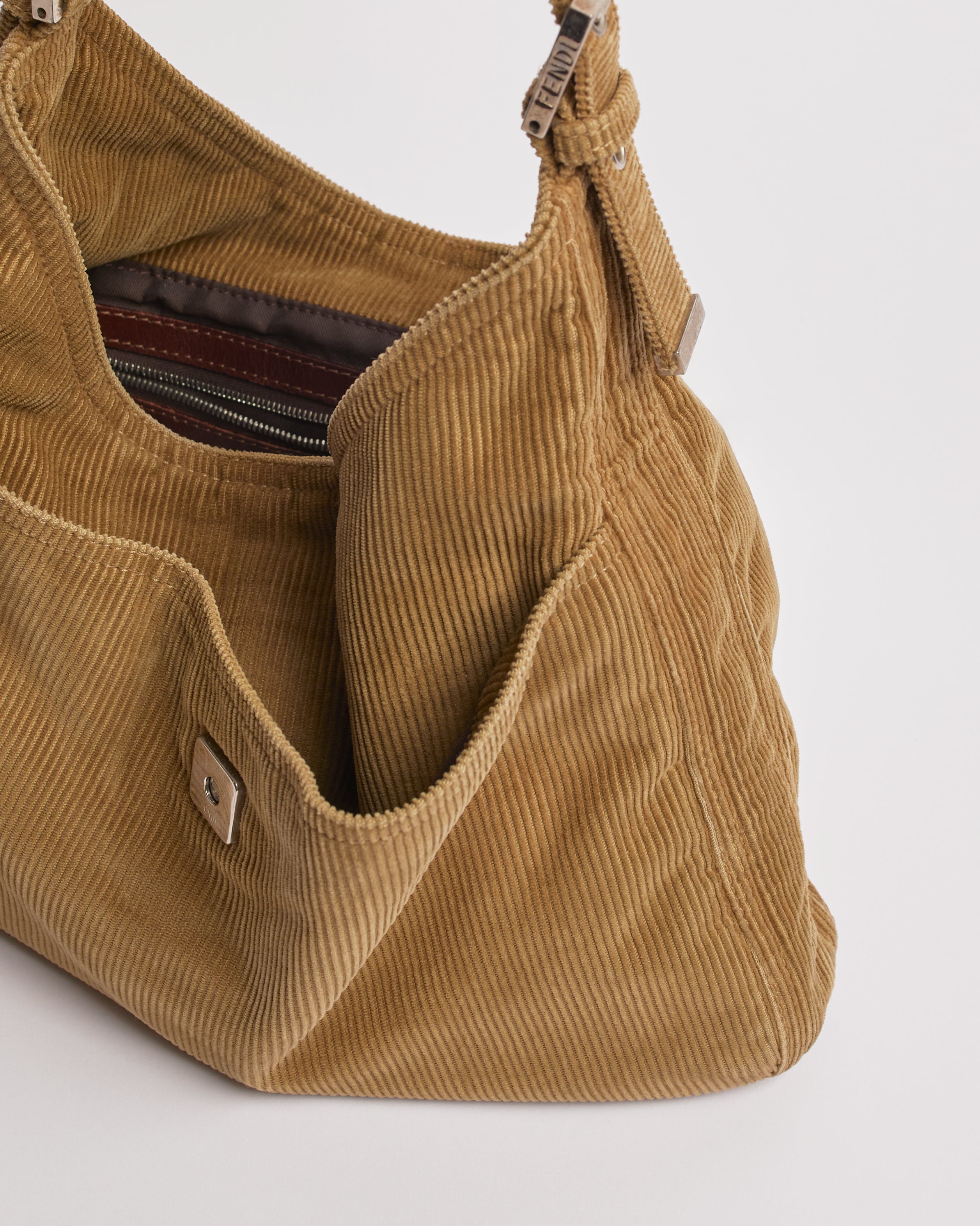 FENDI 2000'S CORDUROY MAMMA BAGUETTE SHOULDER BAG