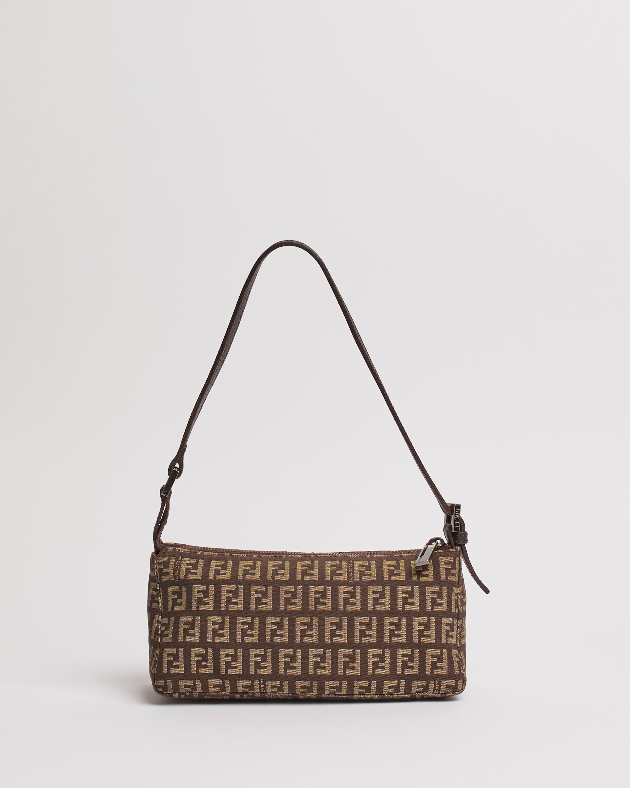 FENDI ZUCCHINO 2000'S GREY BAGUETTE SHOULDER BAG