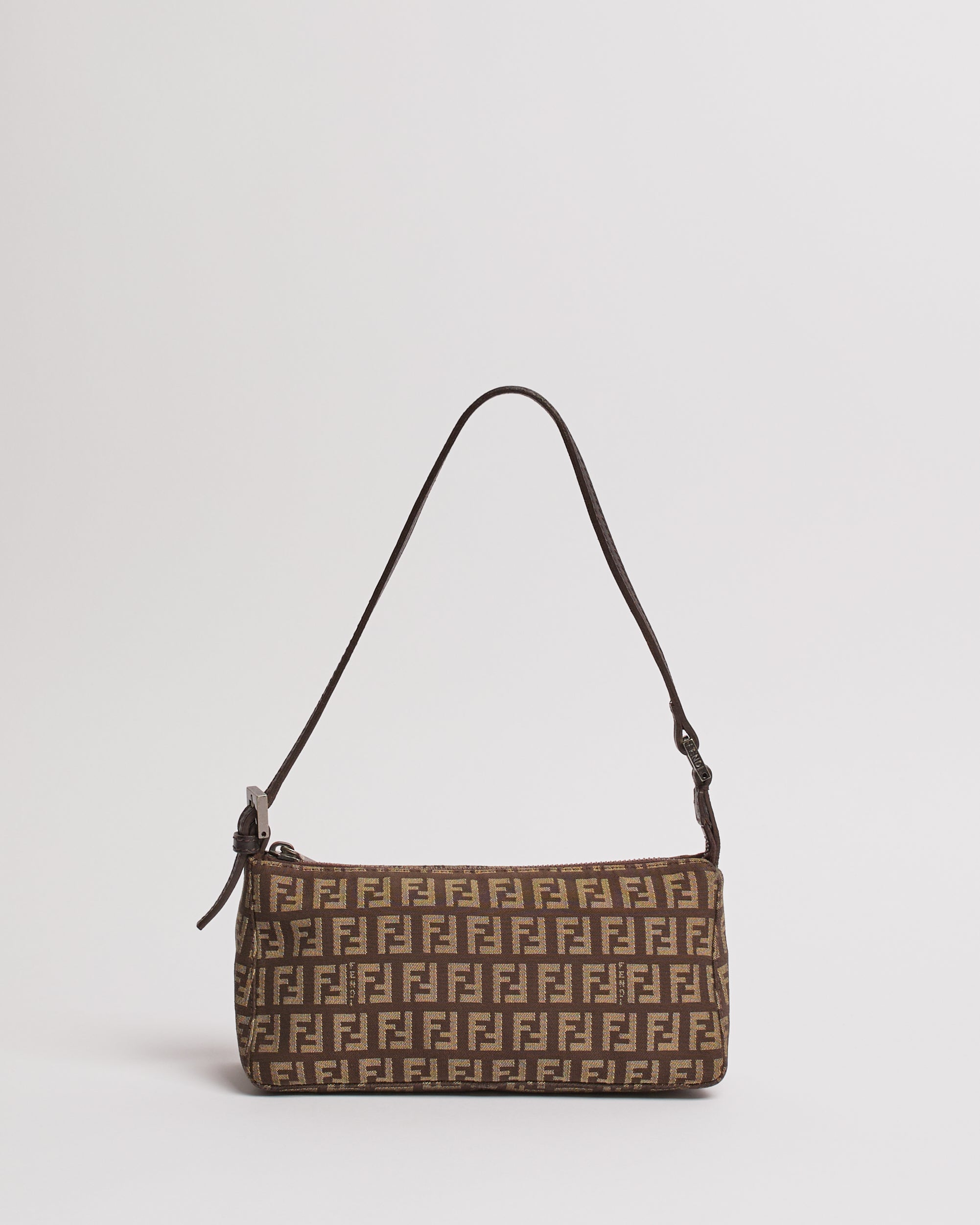 FENDI ZUCCHINO 2000'S GREY BAGUETTE SHOULDER BAG