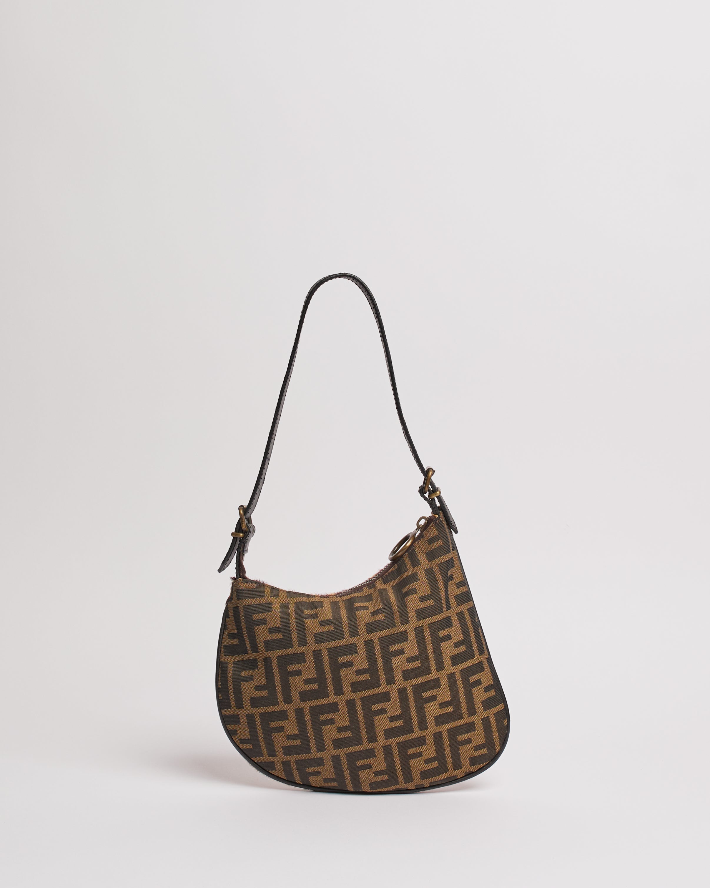 FENDI ZUCCA OYSTER LEOPARD PONY HAIR SLING BAG