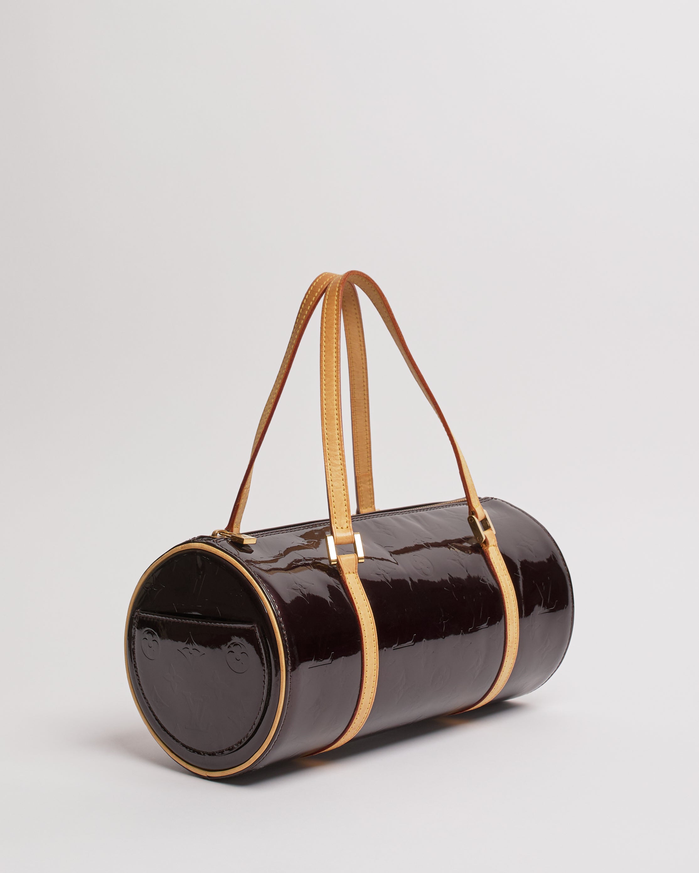 LOUIS VUITTON VERNIS AMARANTE PAPILLON 30 BARREL BAG