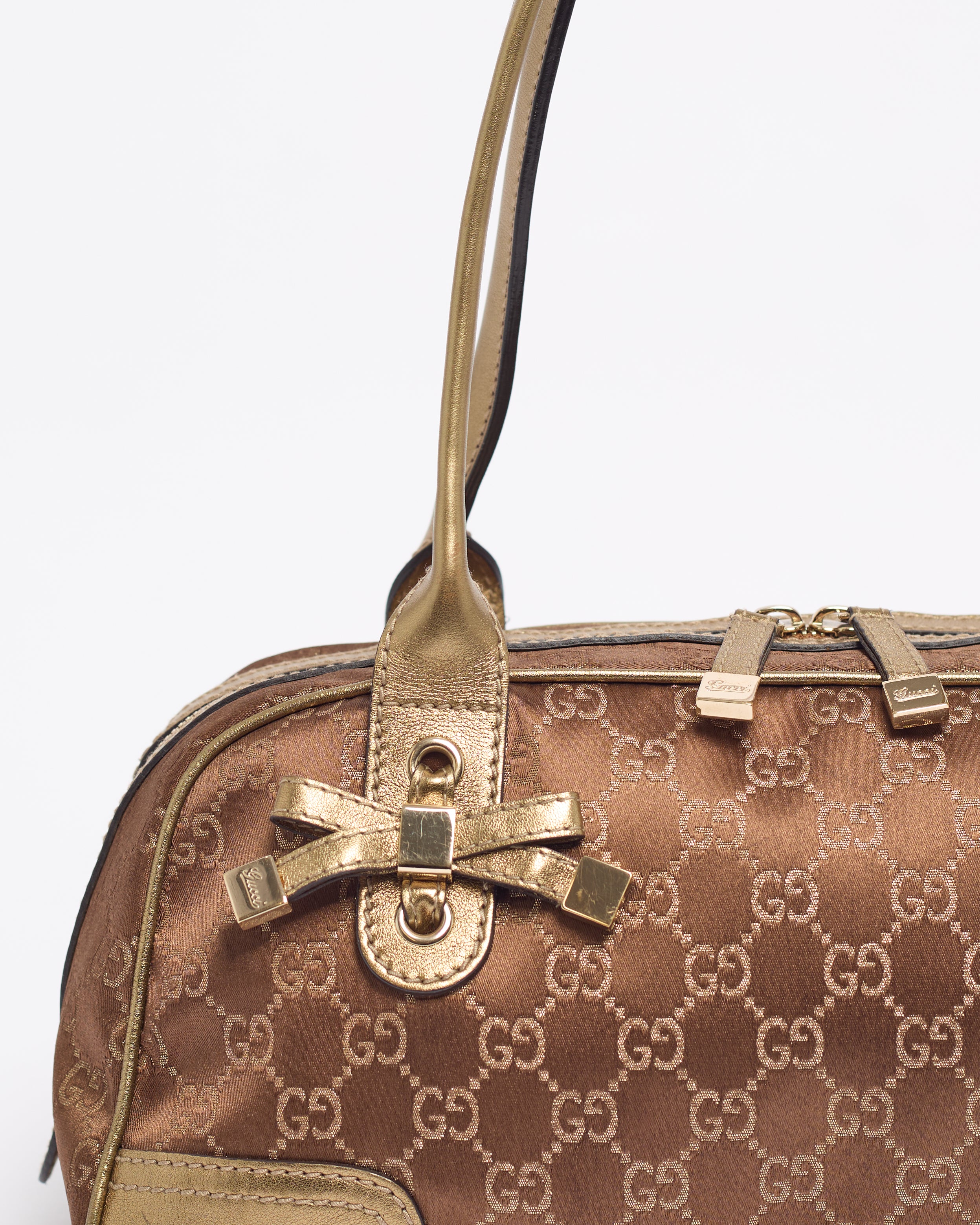 GUCCI GG 2000'S SATIN PRINCY BOSTON SHOULDER BAG