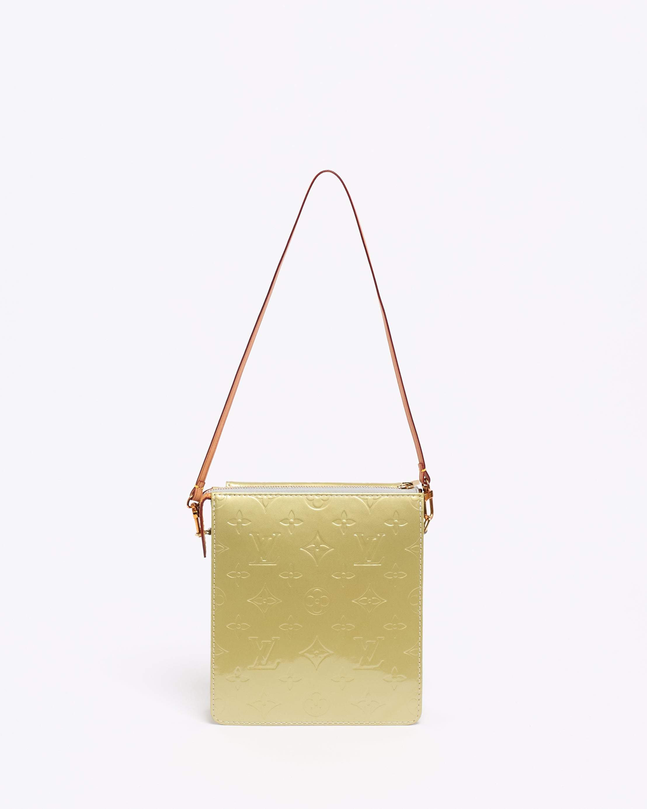 LOUIS VUITTON 2000'S LIME VERNIS MOTTO POUCH BAG