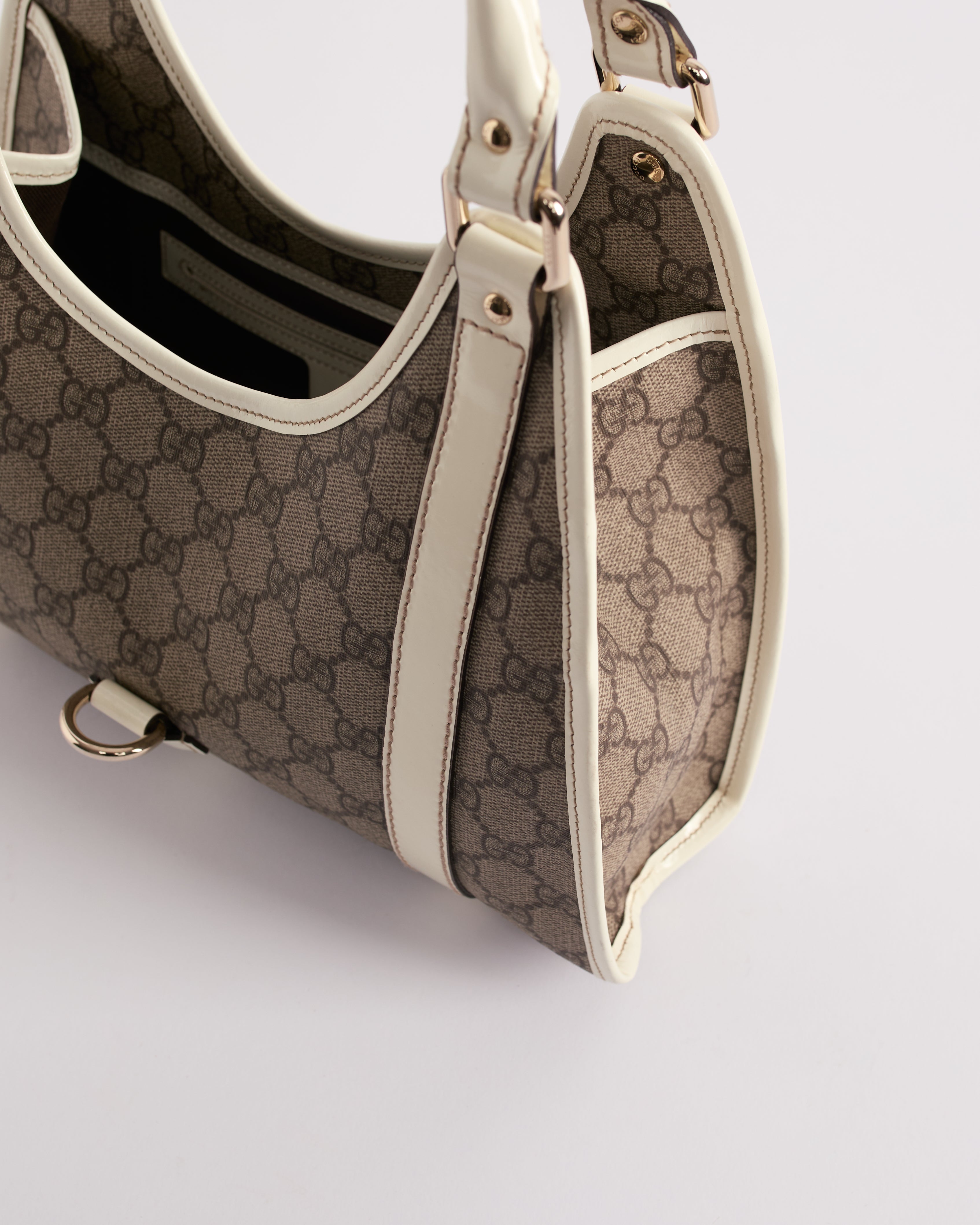 GUCCI GG SUPREME JOY BARDOT LEATHER SHOULDER BAG